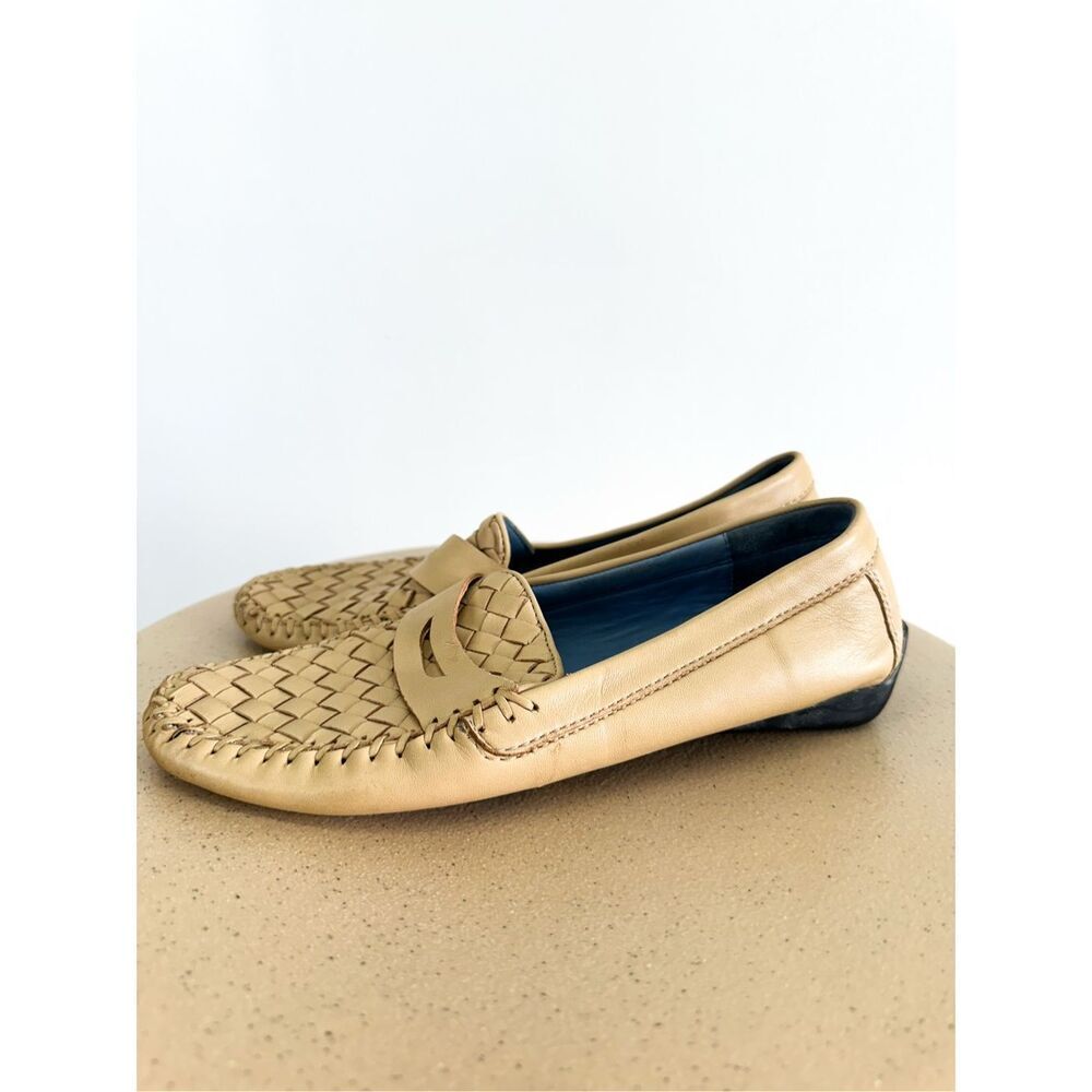 Robert Zur Women’s Tan Petra Woven Driving Loafer Narrow Fit